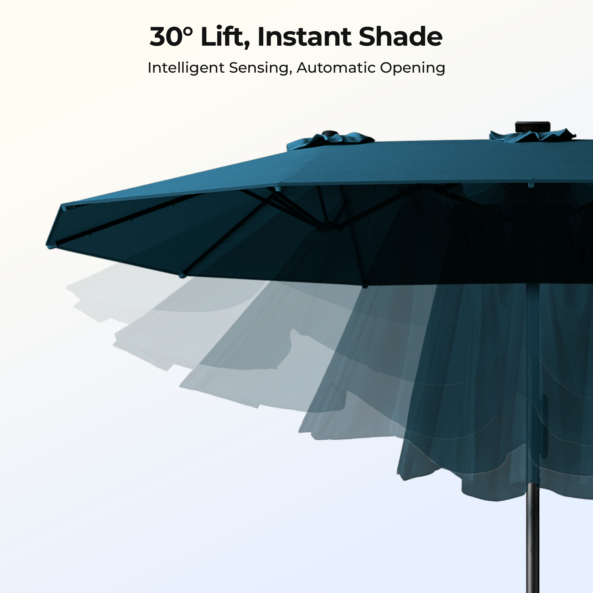TASKBAY 15ft Smart Electric Patio Umbrella, Outdoor Umbrella with Light and Base