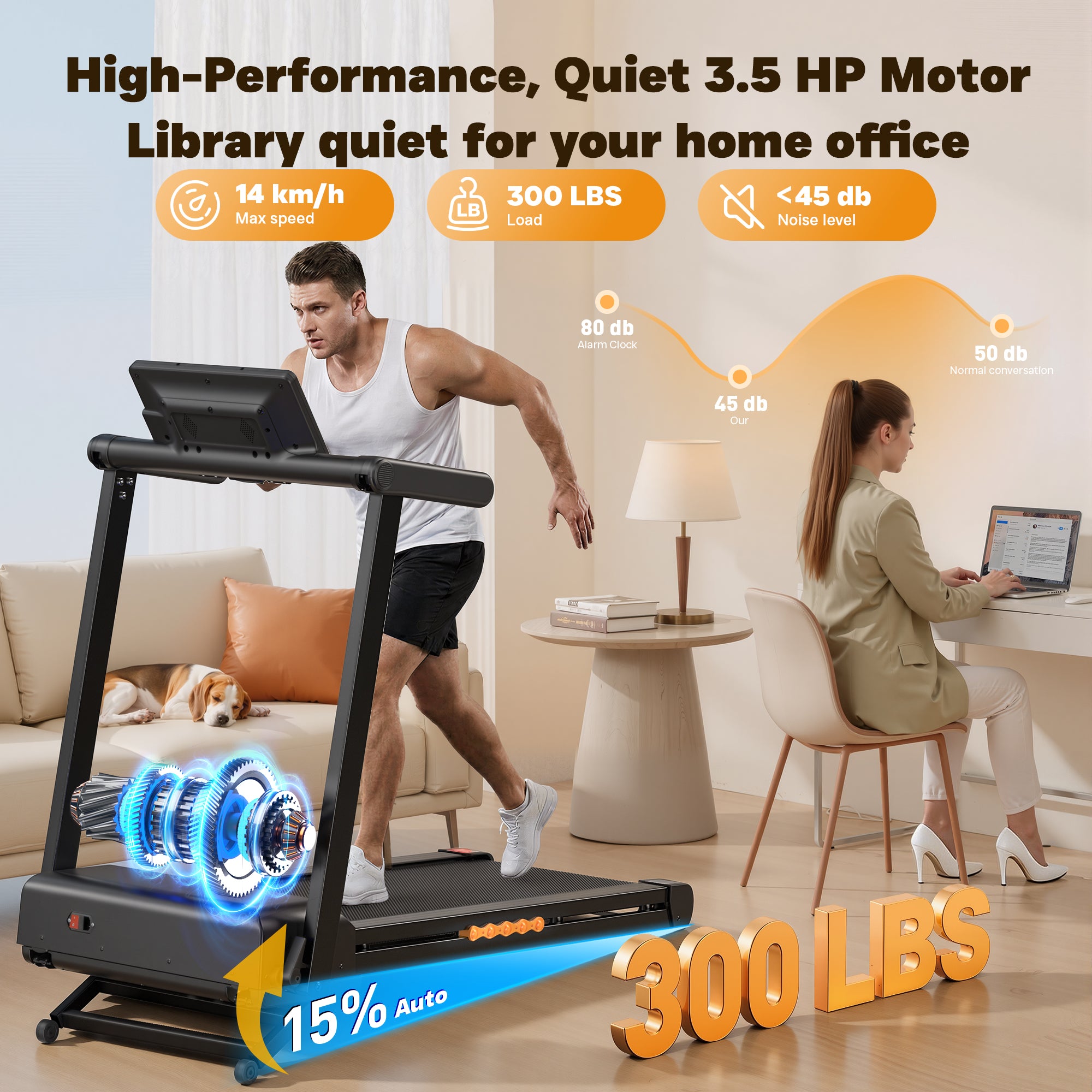 Taskbay 3.0 HP Portable Foldable Treadmill with LED Display