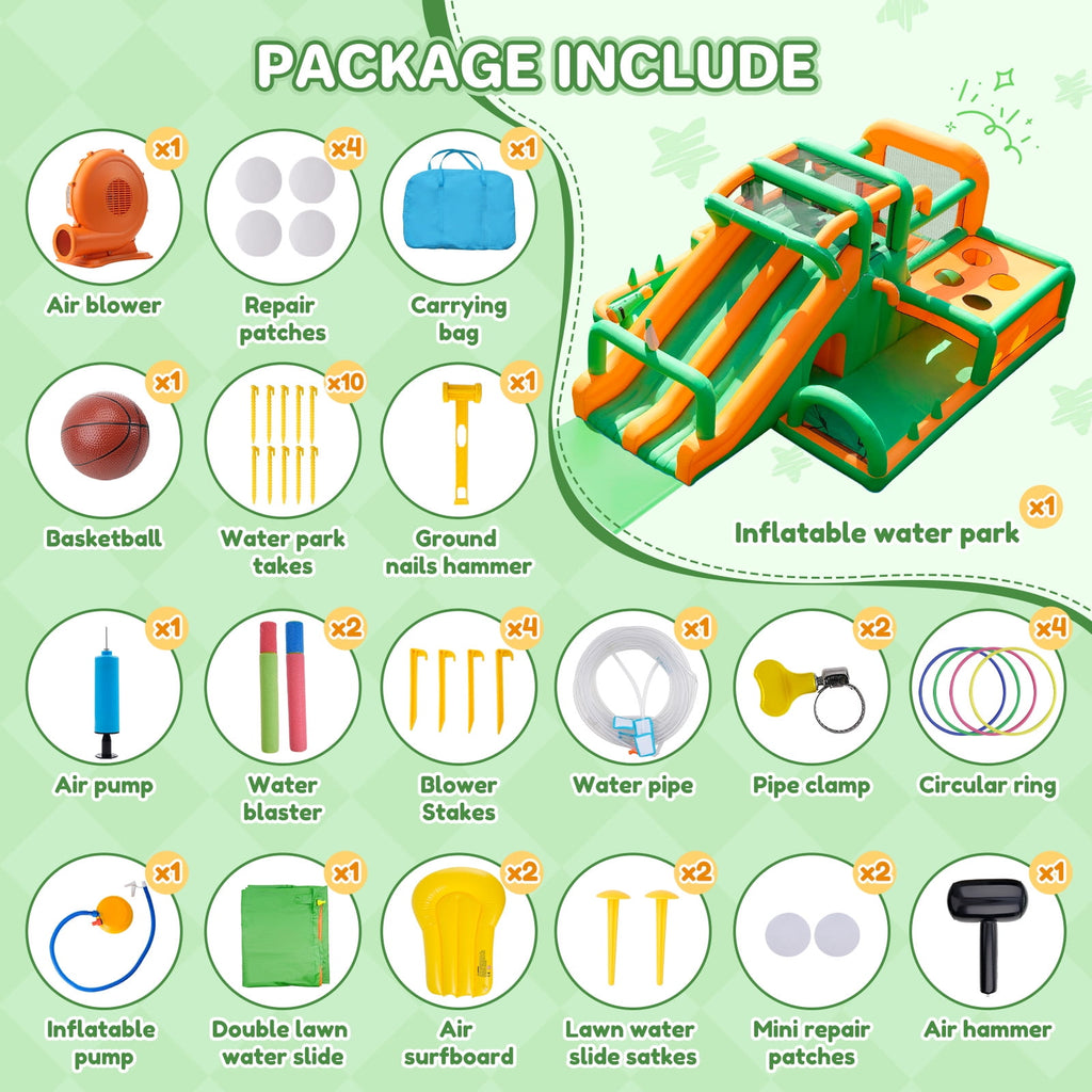 Taskbay Inflatable Double Water Slide Bounce House
