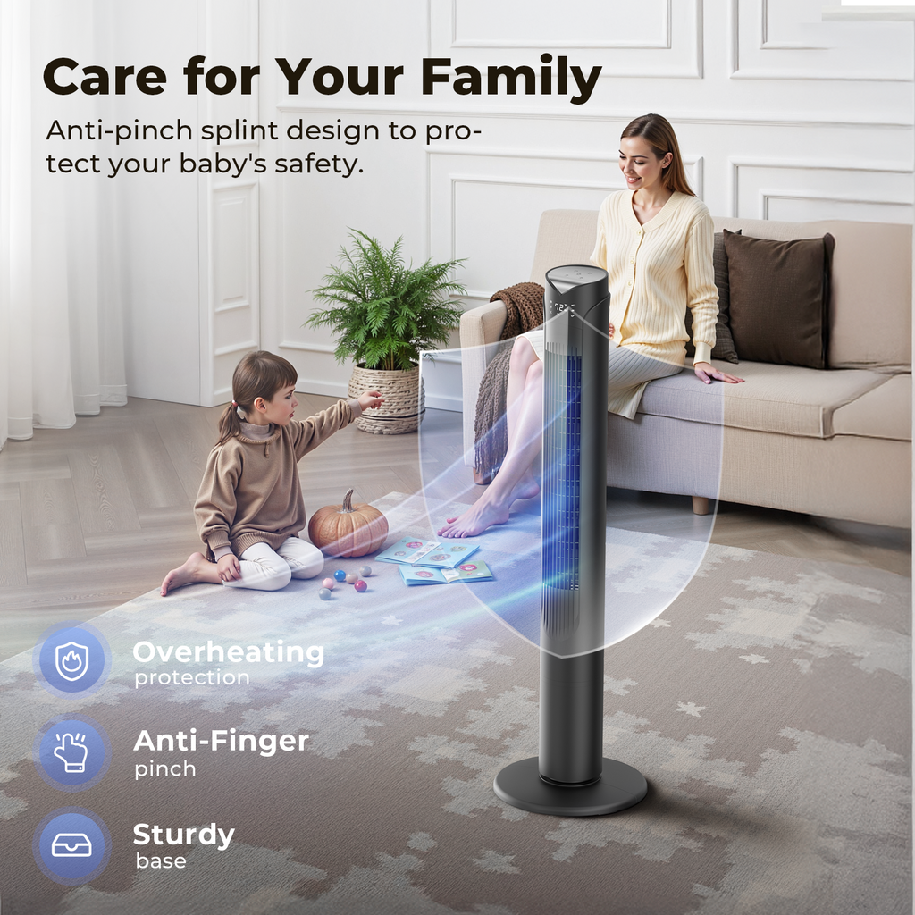 Taskbay 41" Tower Fan with Remote, 90° Oscillating Fans