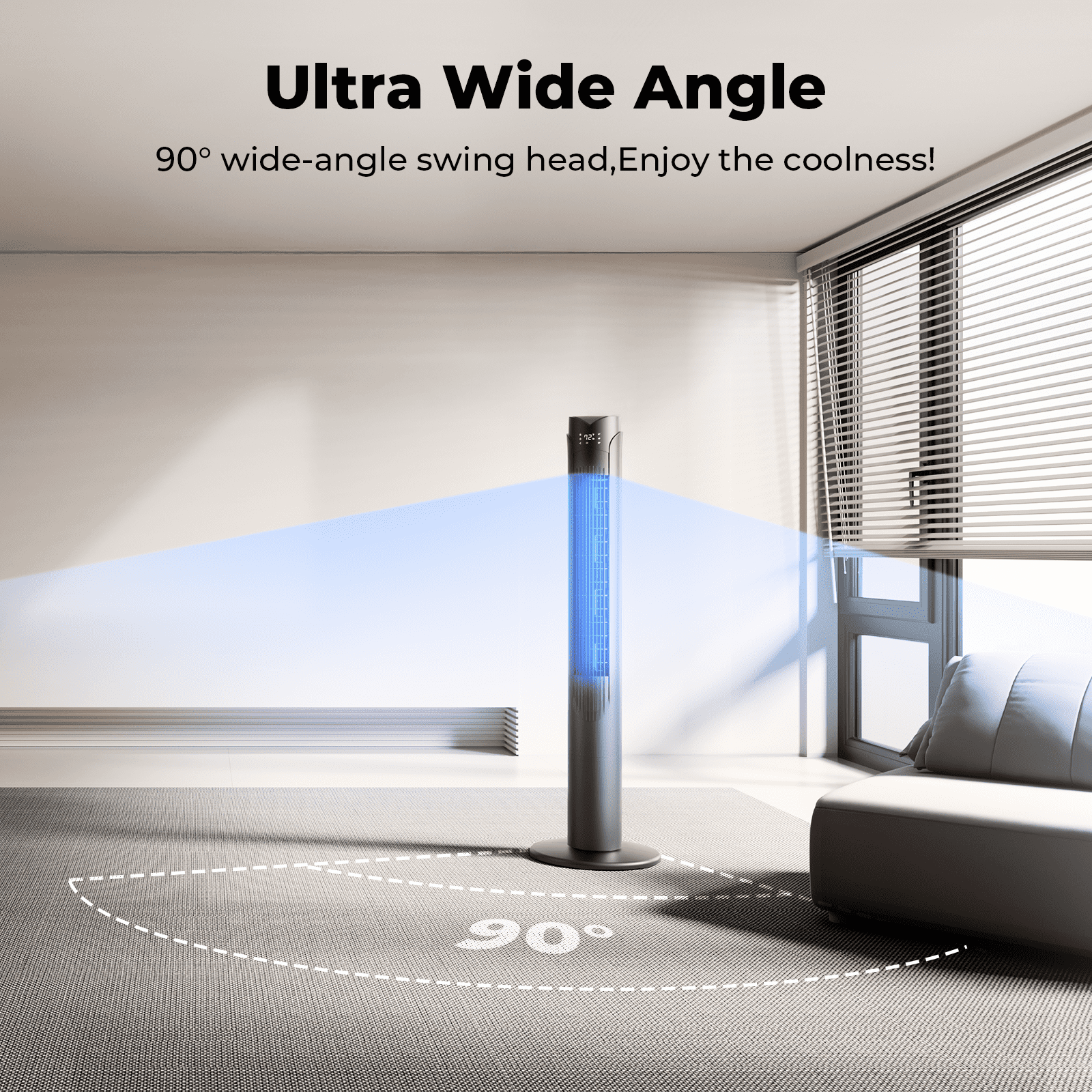 Taskbay 41" Tower Fan with Remote, 90° Oscillating Fans