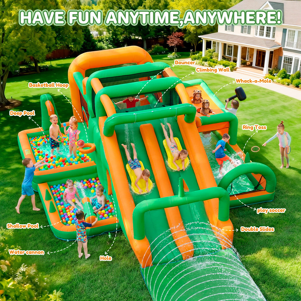 Taskbay Inflatable Double Water Slide Bounce House