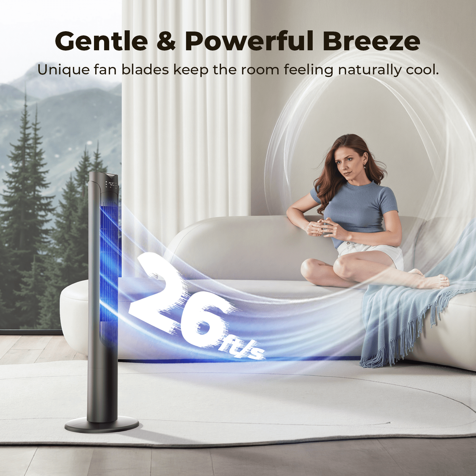 Taskbay 41" Tower Fan with Remote, 90° Oscillating Fans