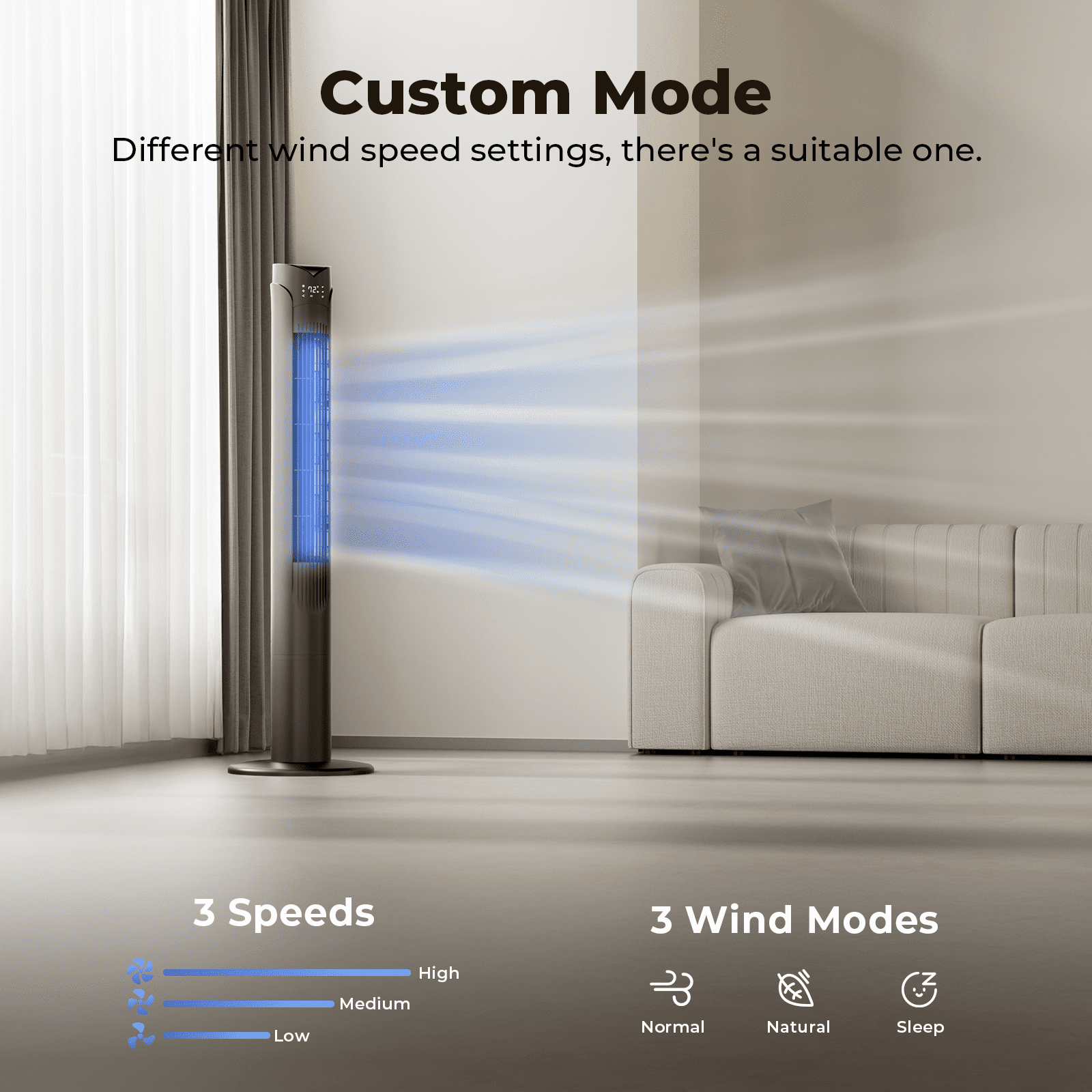 Taskbay 41" Tower Fan with Remote, 90° Oscillating Fans