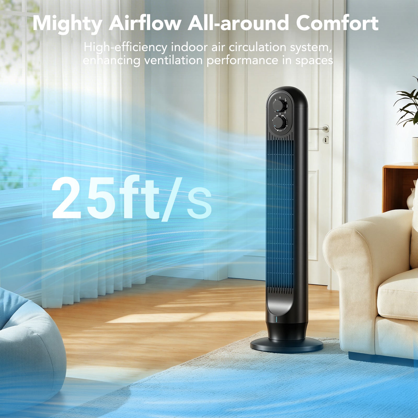 TASKBAY Tower Fan, 31" Oscillating Standing Fan
