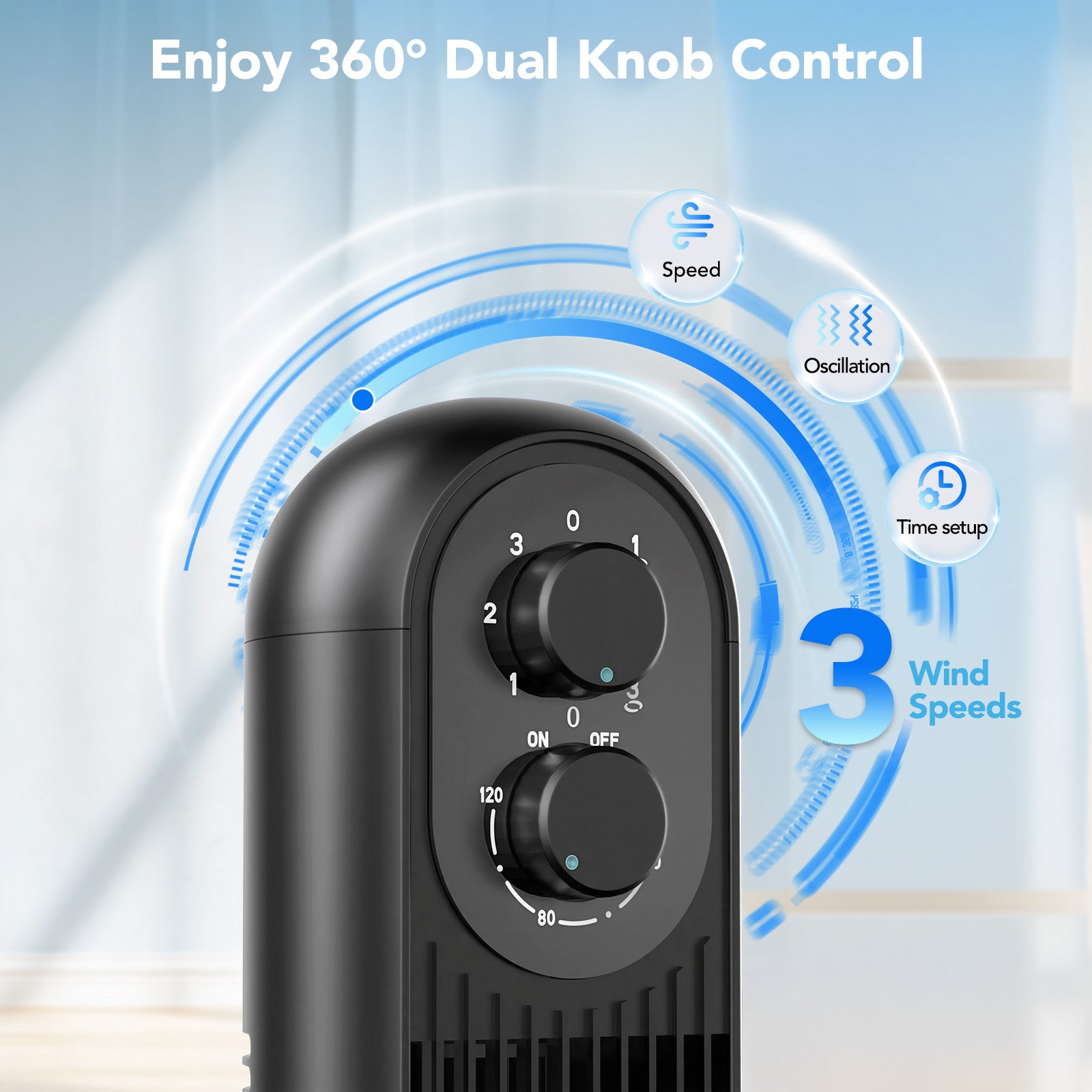 TASKBAY Tower Fan, 31" Oscillating Standing Fan