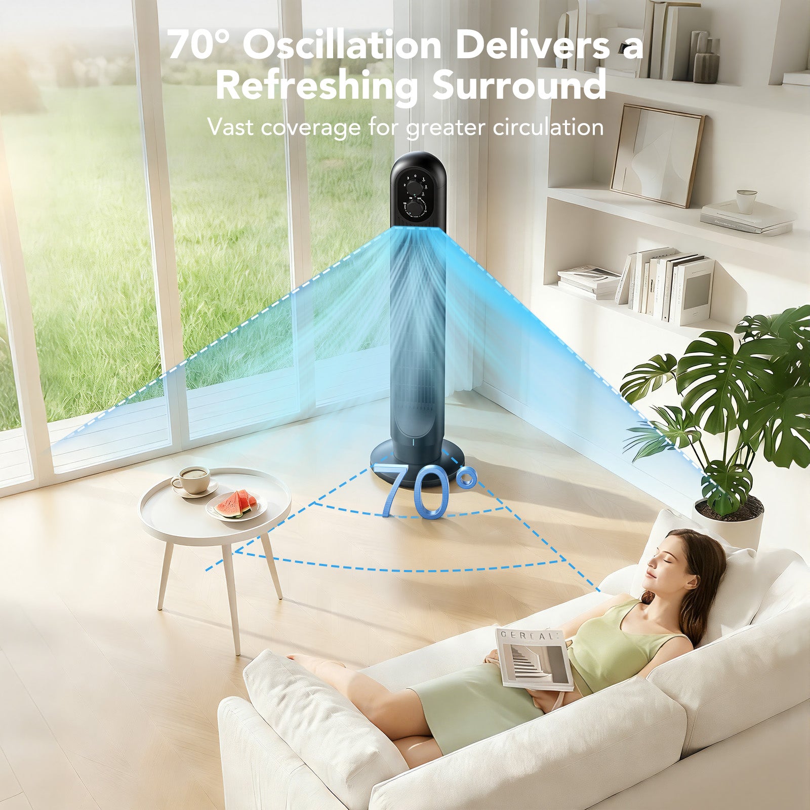 TASKBAY Tower Fan, 31" Oscillating Standing Fan