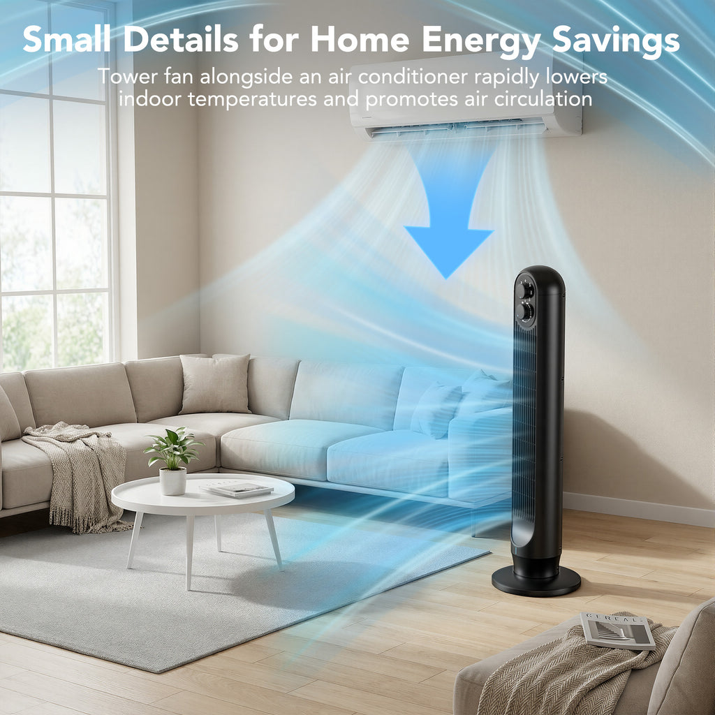 TASKBAY Tower Fan, 31" Oscillating Standing Fan