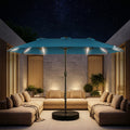 TASKBAY 15FT Double Sided Rectangular Patio Umbrella with LED Light Bars and Base