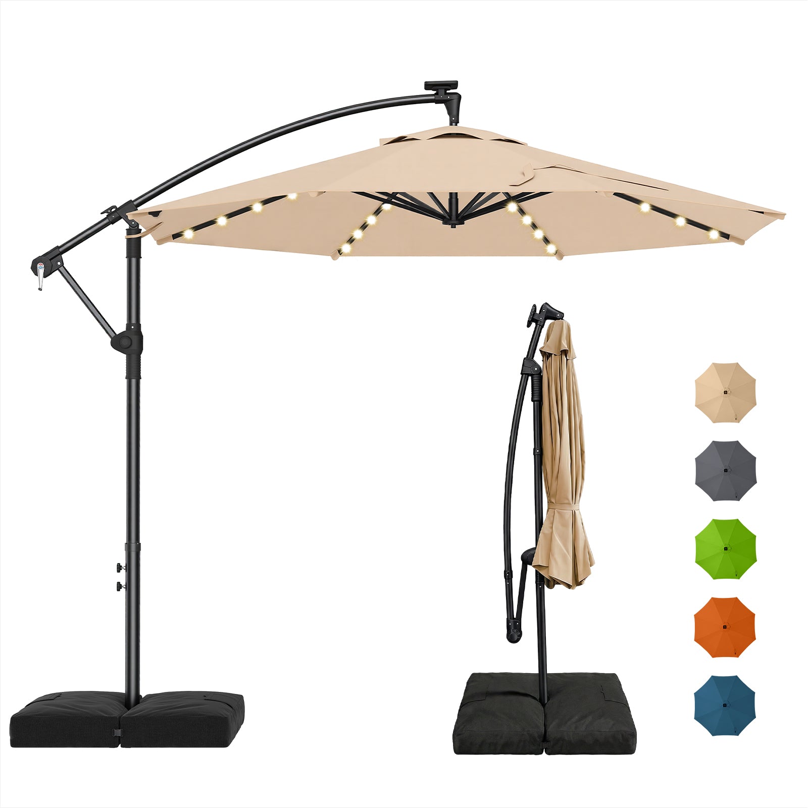 TASKBAY 10ft Cantilever Hanging Outdoor Umbrella (Includes Base)