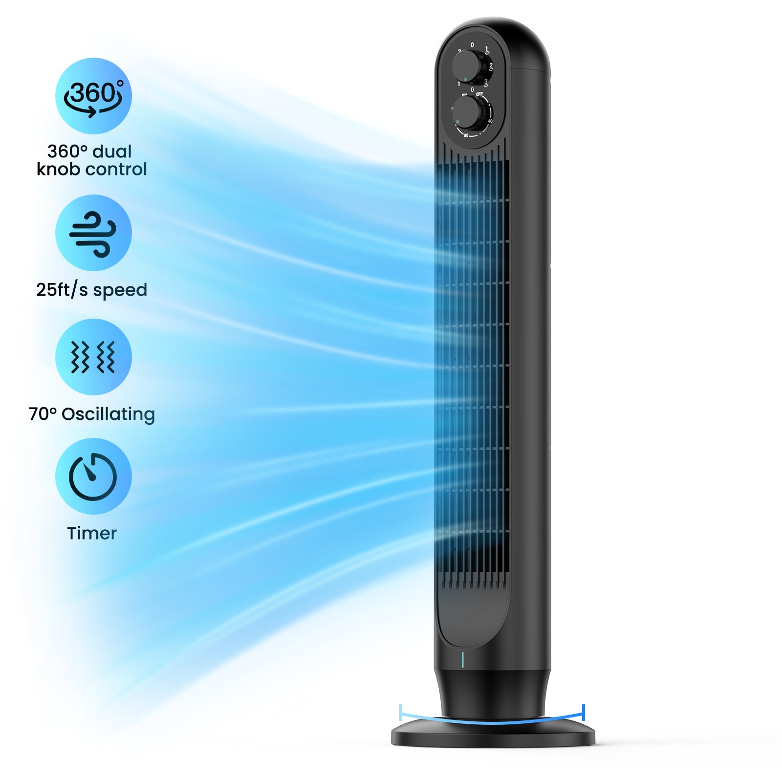 TASKBAY Tower Fan, 31" Oscillating Standing Fan