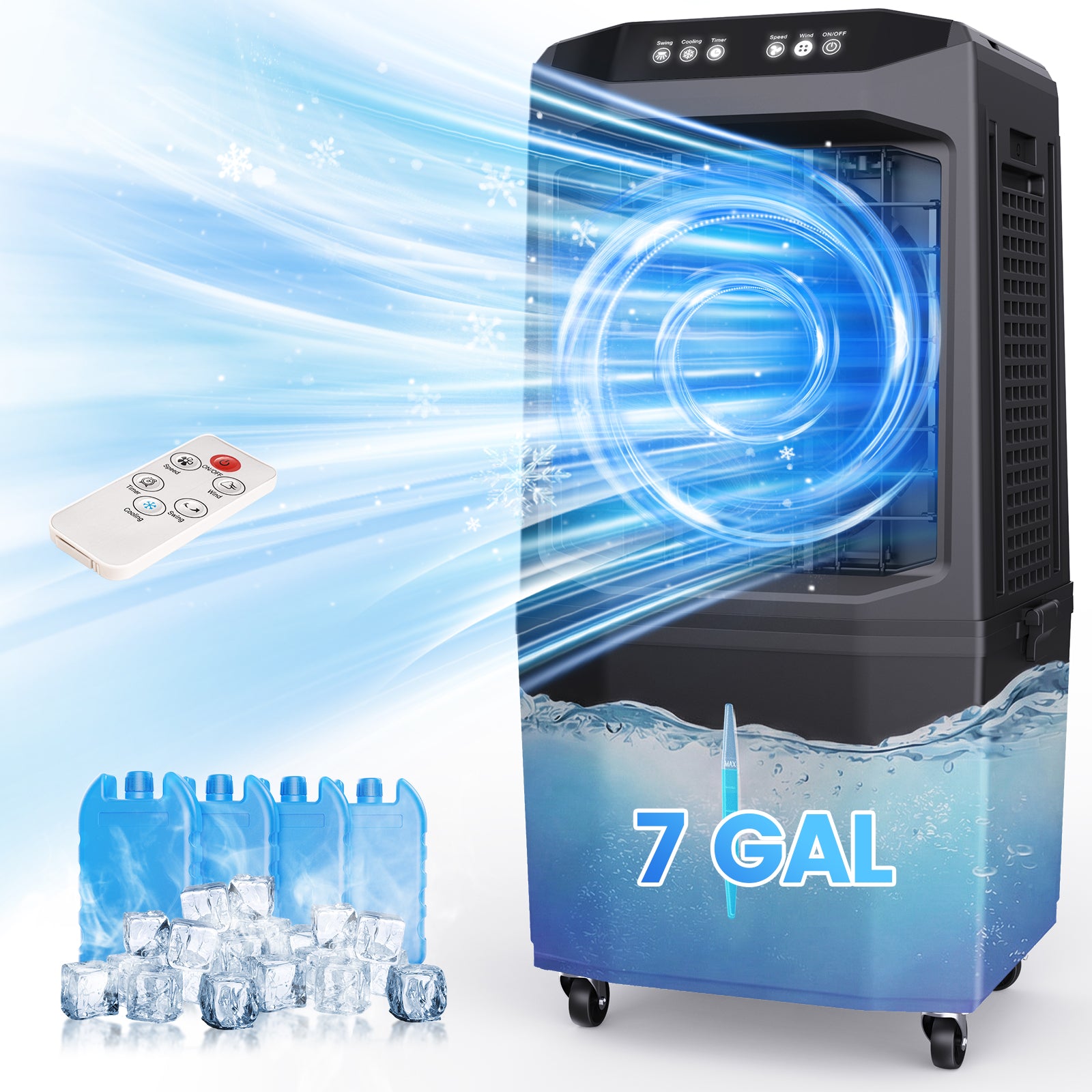 Taskbay Cooler Fan, 90° Auto Swing Air Cooling Fan
