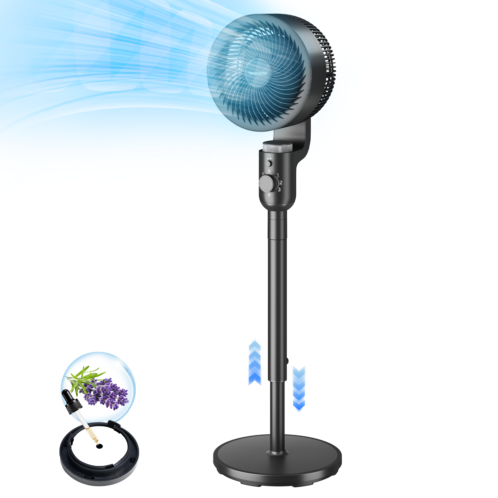 Taskbay Quiet Pedestal Fan with Remote, Air Circulator Fans