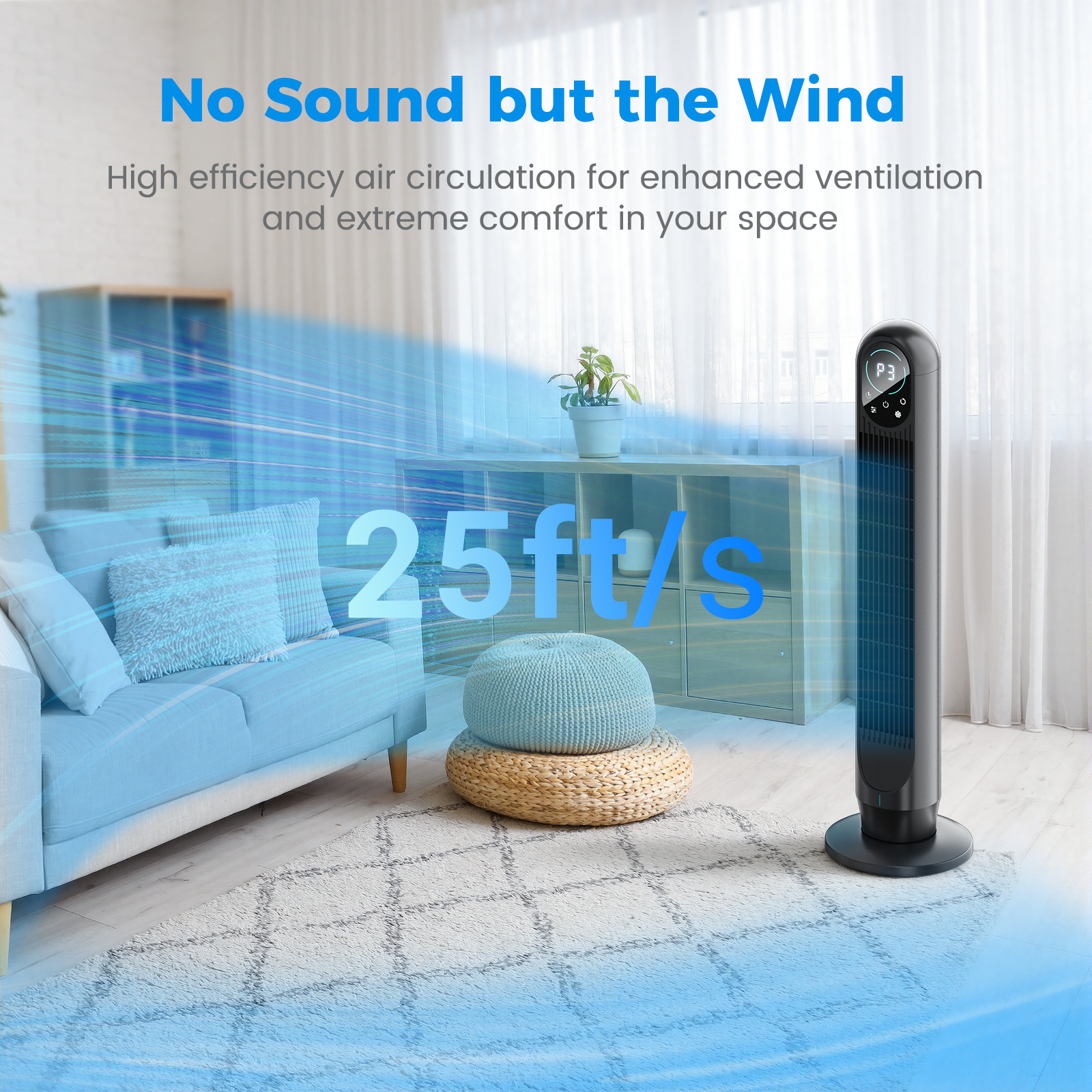 Taskbay Tower Fan with Remote, 31" Bladeless Floor Fans