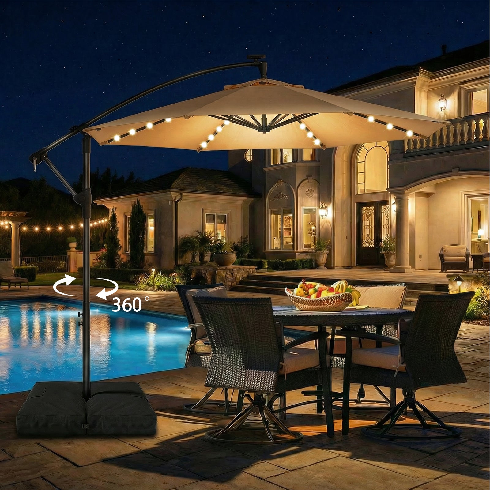 TASKBAY 10ft Cantilever Hanging Outdoor Umbrella (Includes Base)