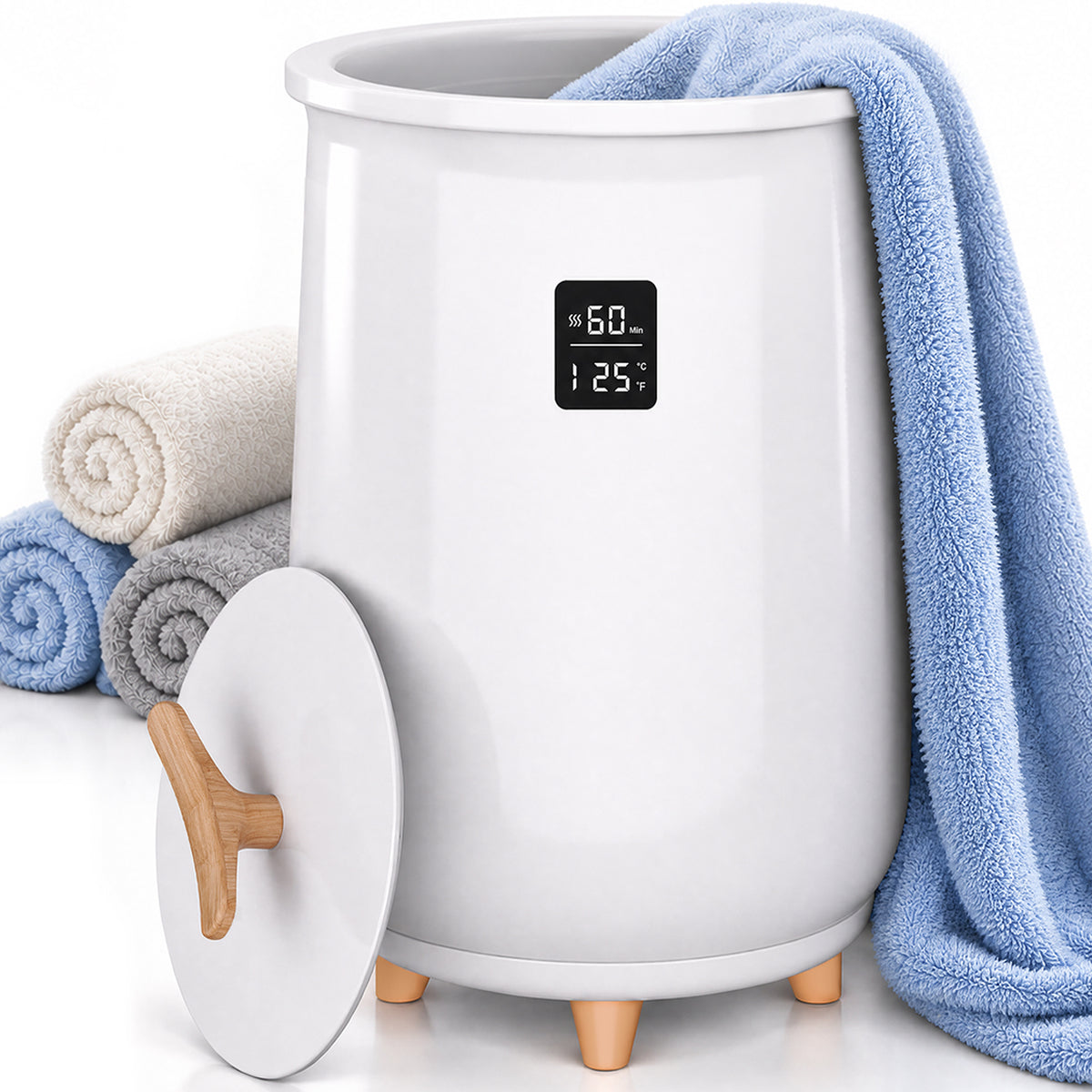 TASKBAY 20L Towel Warmer Bucket, 360° Heating, 3 Heat Levels & LED