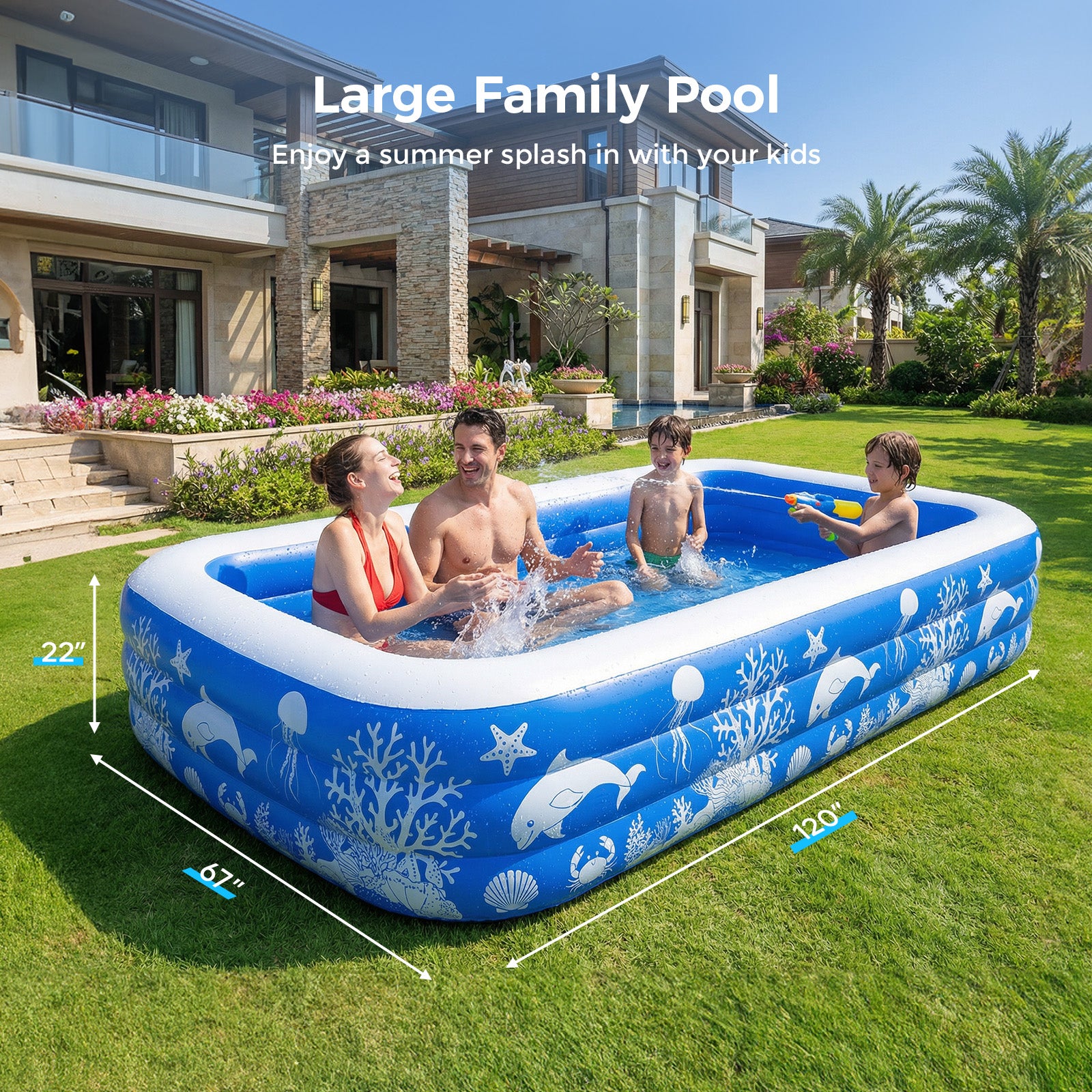 TASKBAY Inflatable Pool, Family Swimming Pool, Oversized Thickened Kiddie Pool