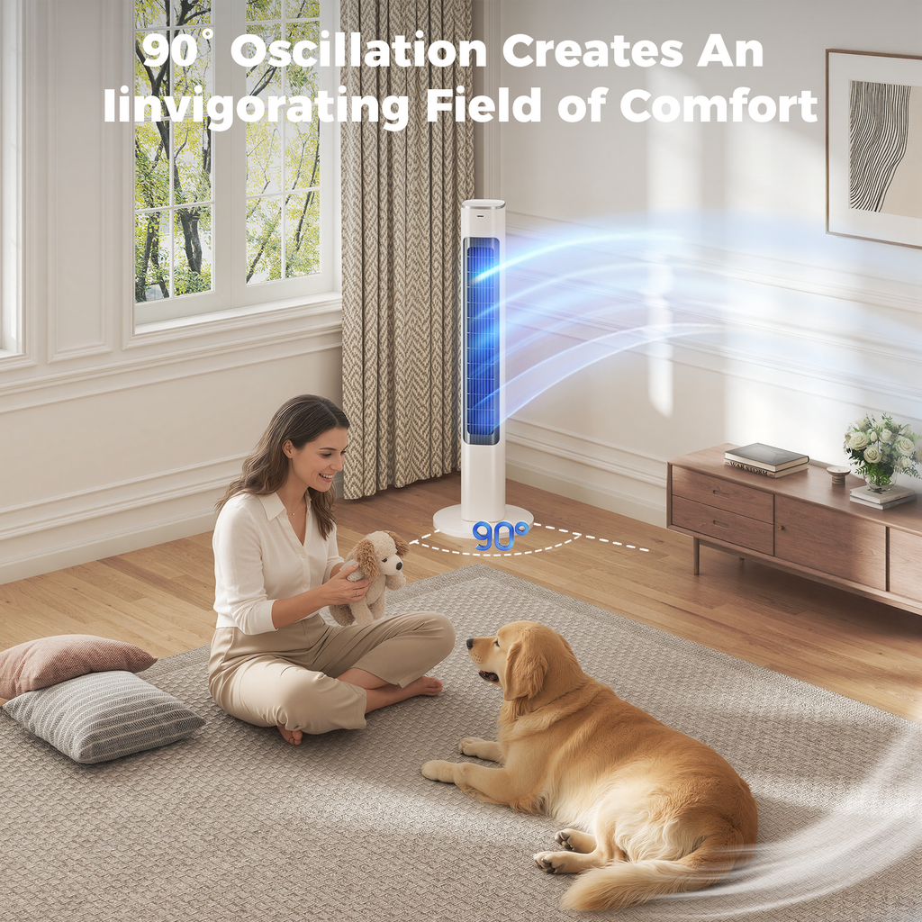Taskbay 40" Smart Tower Fan with Remote, Standing Floor Fan