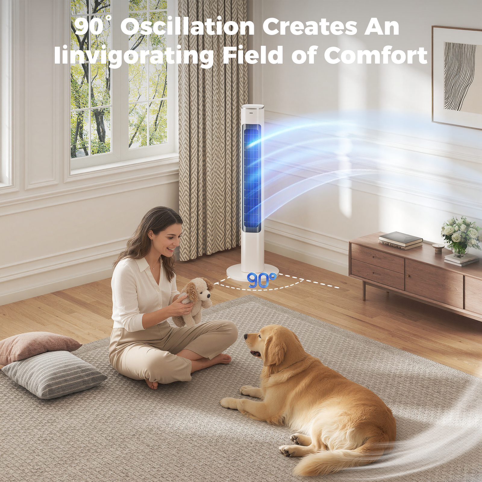 Taskbay 40" Smart Tower Fan with Remote, Standing Floor Fan
