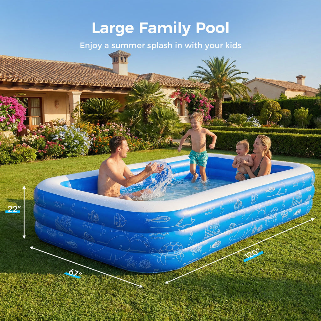 TASKBAY Inflatable Pool for Kids and Adults, Oversized Thickened Family Swimming Pool