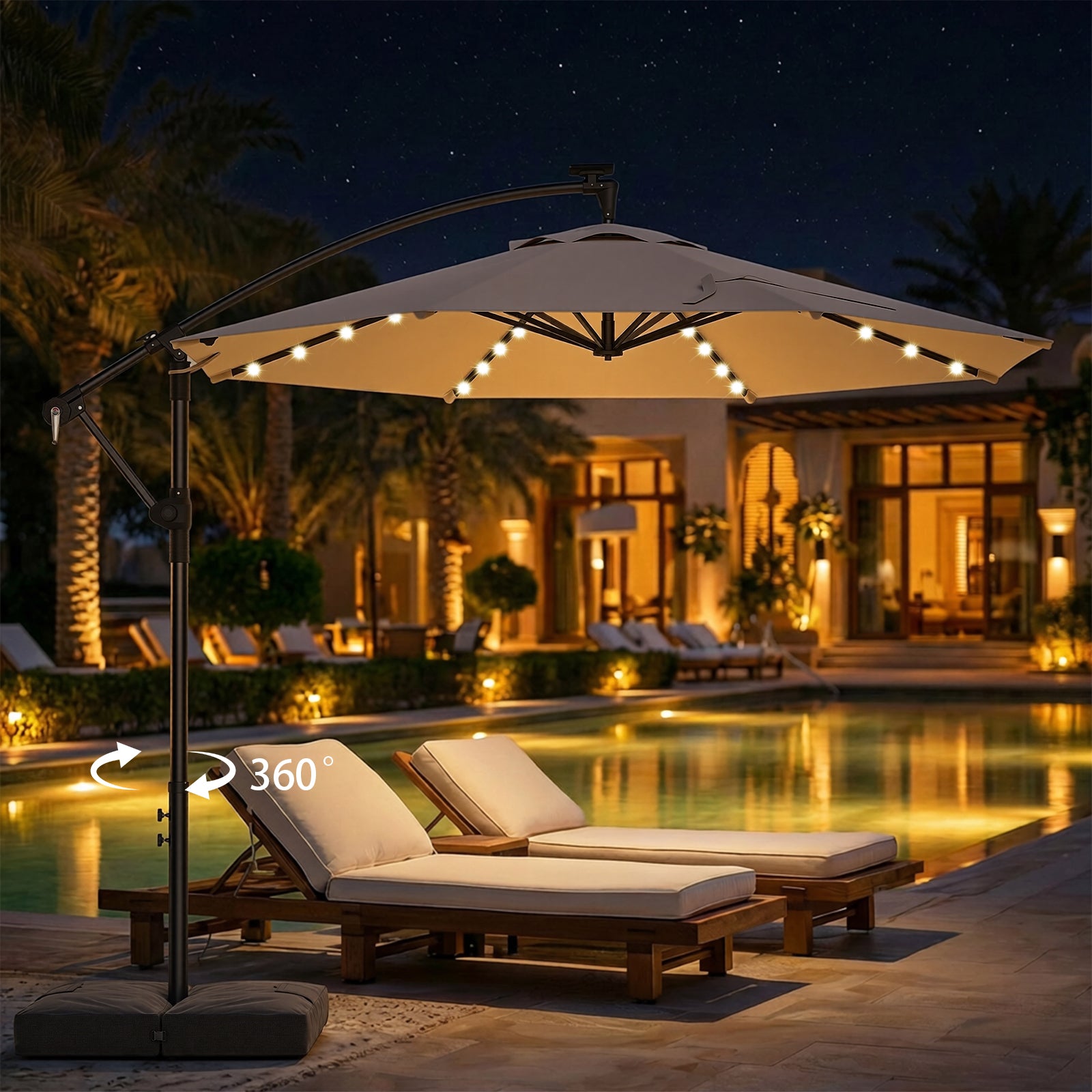 TASKBAY 10ft Cantilever Hanging Outdoor Umbrella (Includes Base)