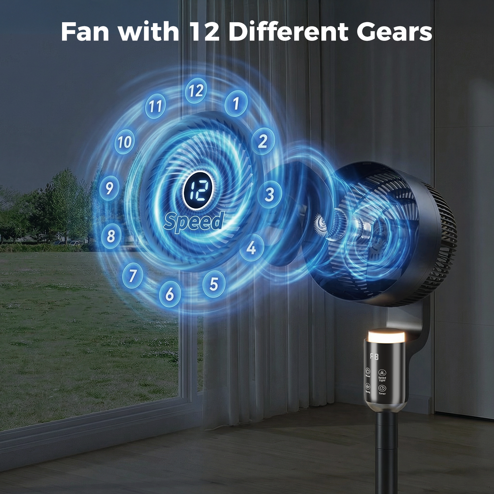 Taskbay Pedestal Fan, Air Circulator Fans with Remote & RGB Light