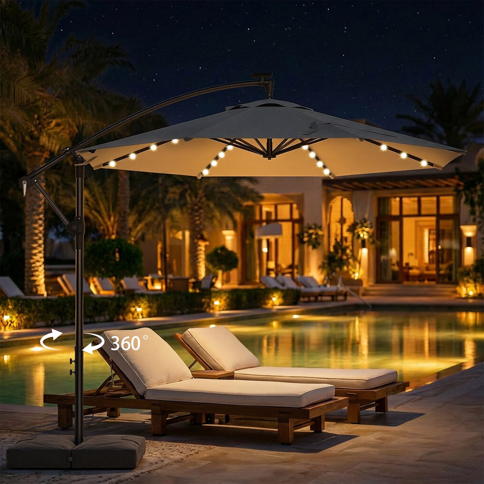 TASKBAY 10ft Cantilever Hanging Outdoor Umbrella (Includes Base)