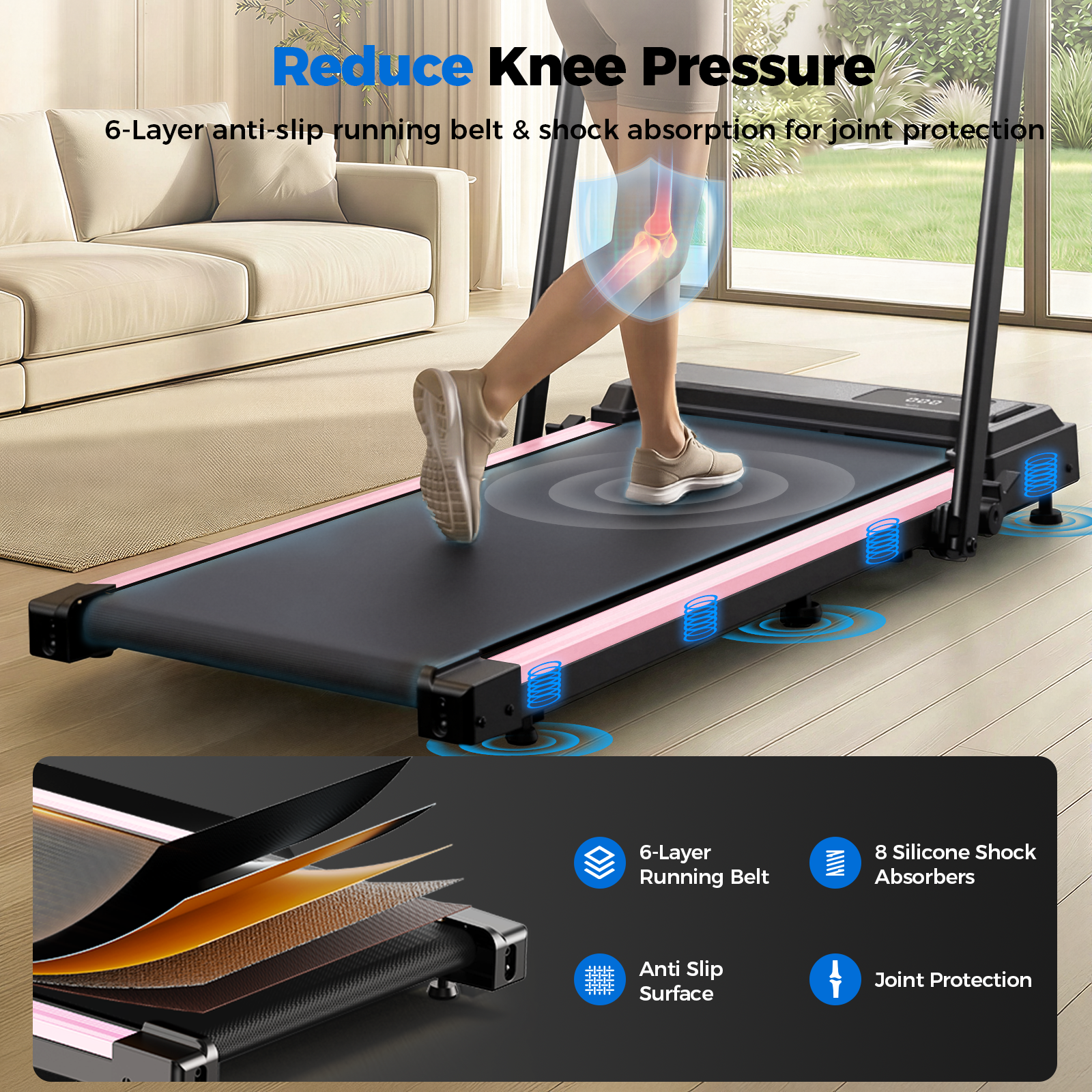 Taskbay Portable Electric Treadmills for Home with Handles