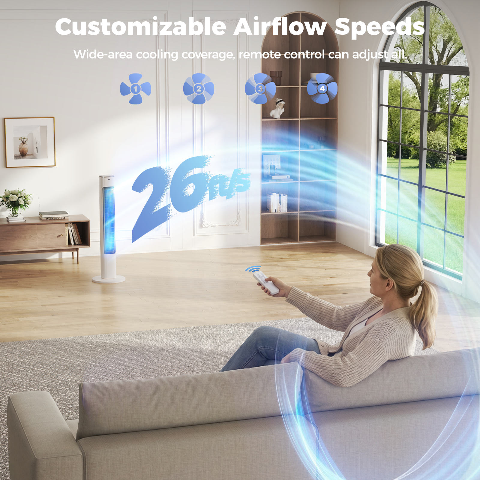 Taskbay 40" Smart Tower Fan with Remote, Standing Floor Fan