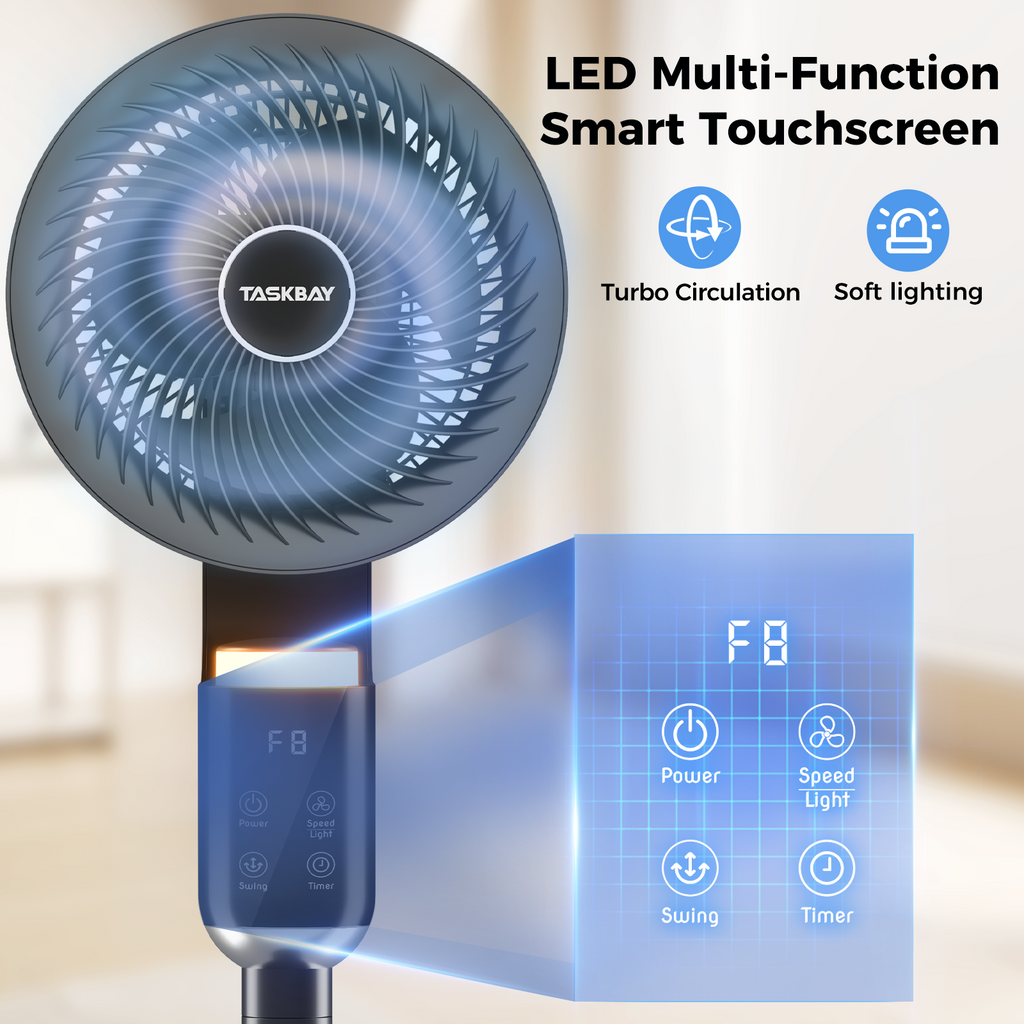 Taskbay Pedestal Fan, Air Circulator Fans with Remote & RGB Light