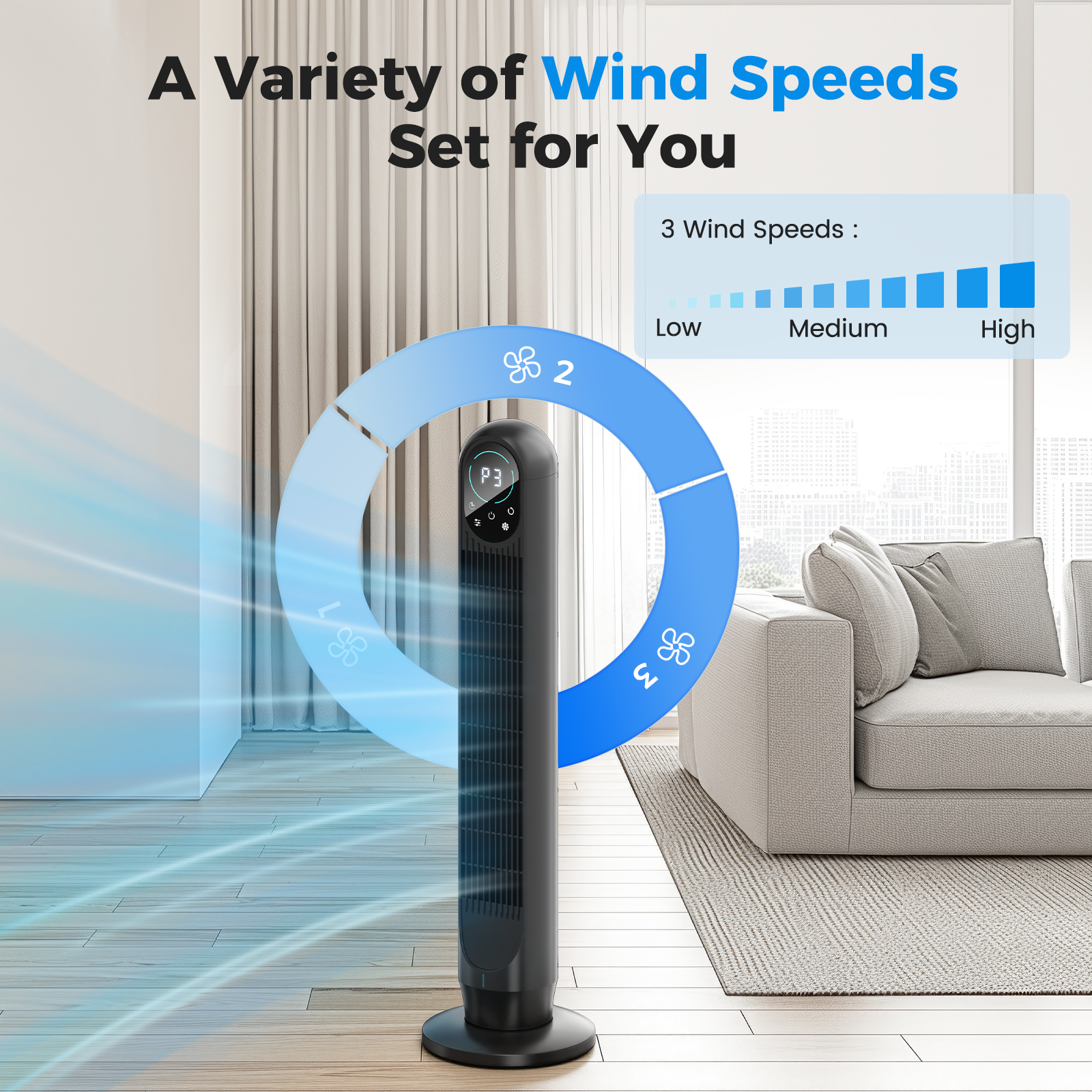 Taskbay Tower Fan with Remote, 31" Bladeless Floor Fans