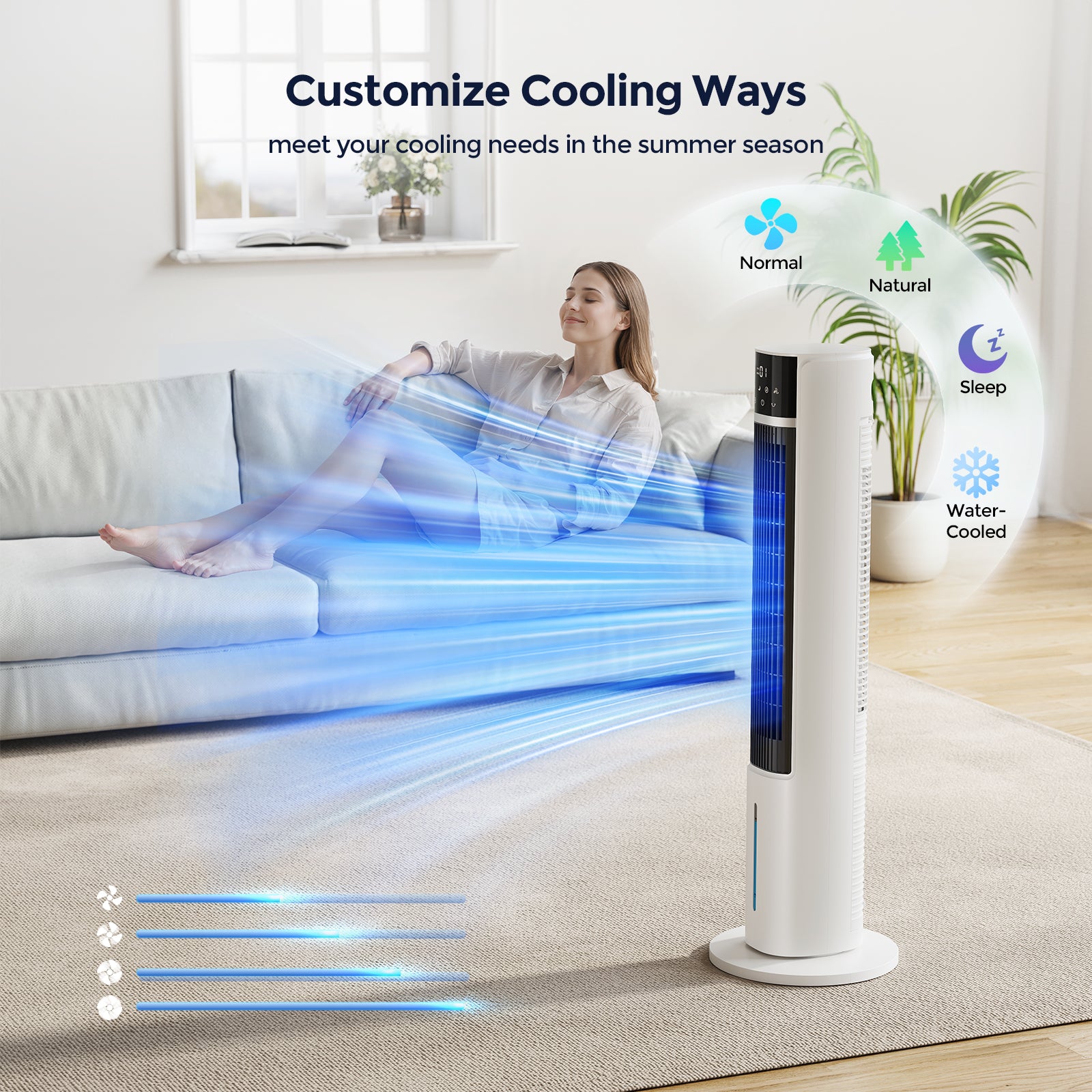 Taskbay Evaporative Air Cooler Tower Fan, 40" Floor Standing Cooling Fans