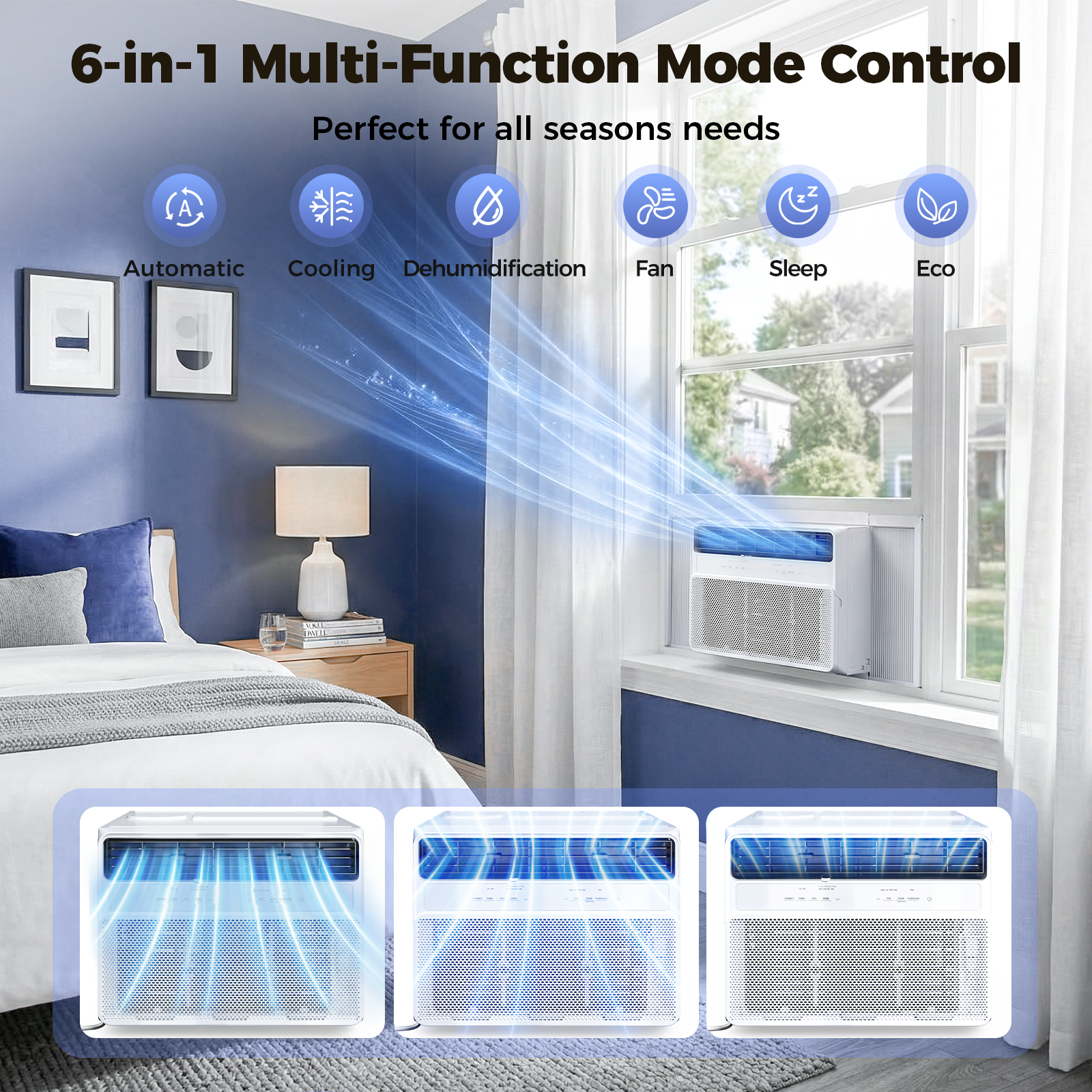 Taskbay 4-in-1 Window  Air Conditioner Cooler, Washable Filter