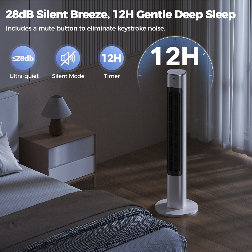 Taskbay 40" Smart Tower Fan with Remote, Standing Floor Fan