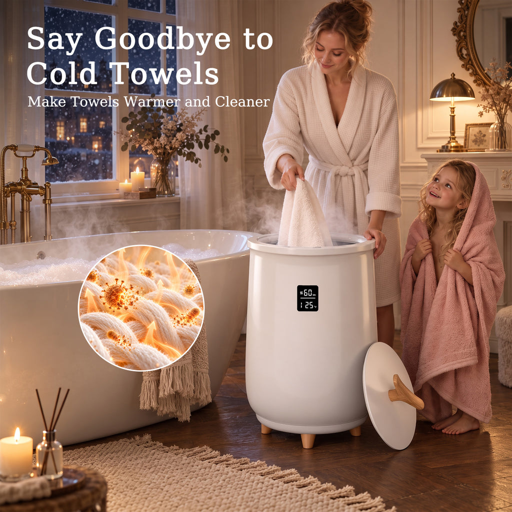 TASKBAY 20L Towel Warmer Bucket, 360° Heating, 3 Heat Levels & LED
