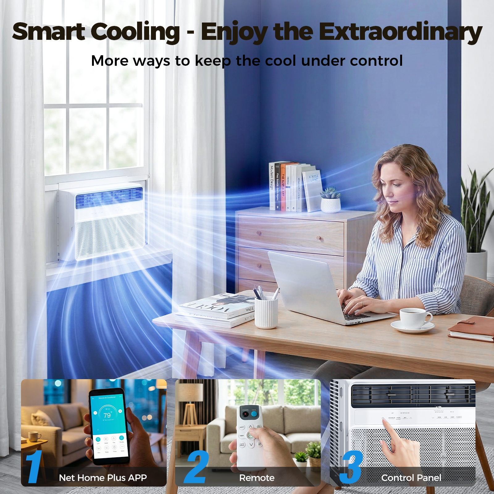 Taskbay 4-in-1 Window  Air Conditioner Cooler, Washable Filter