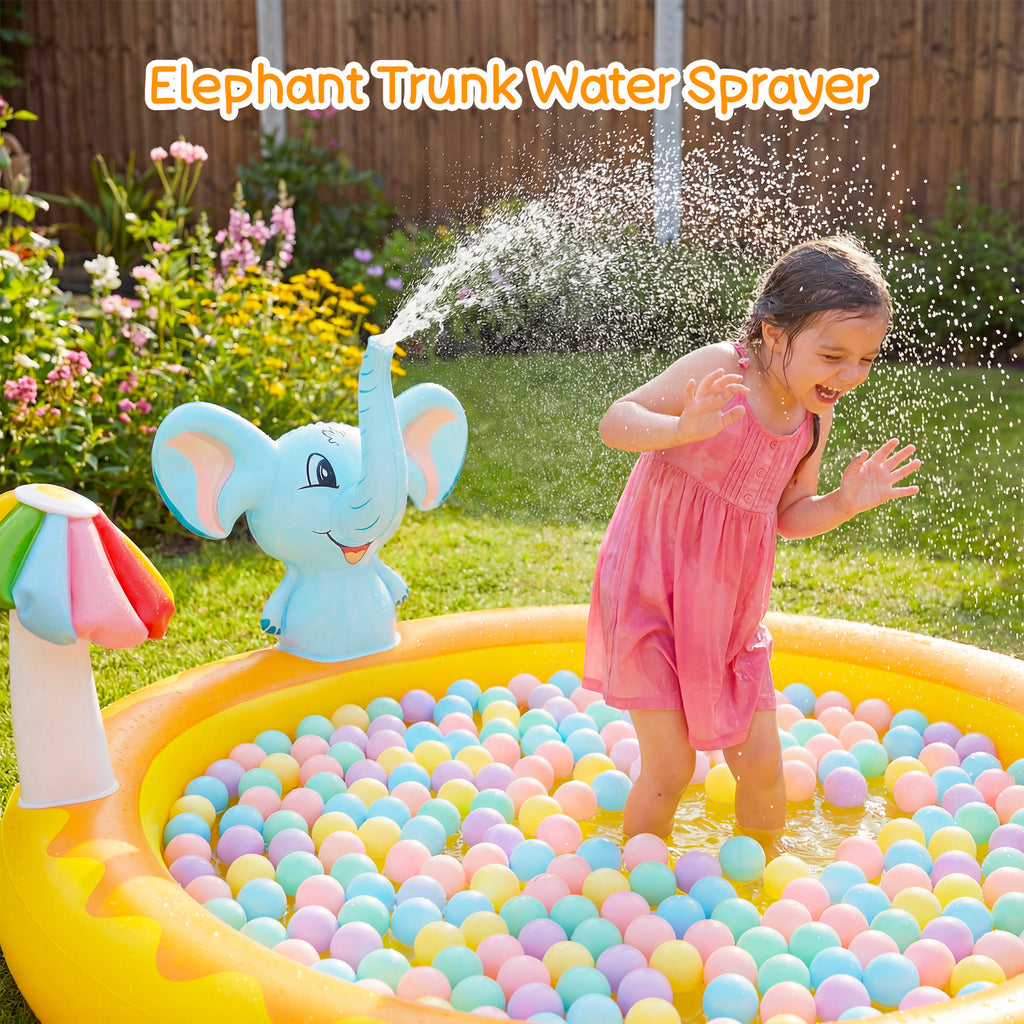 TASKBAY Inflatable Kiddie Pool Giraffe Play Center with Slide and Elephant Sprinkler