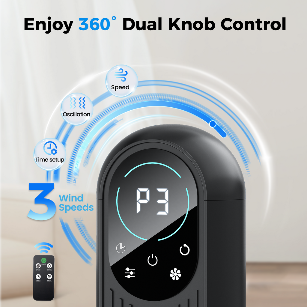 Taskbay Tower Fan with Remote, 31" Bladeless Floor Fans