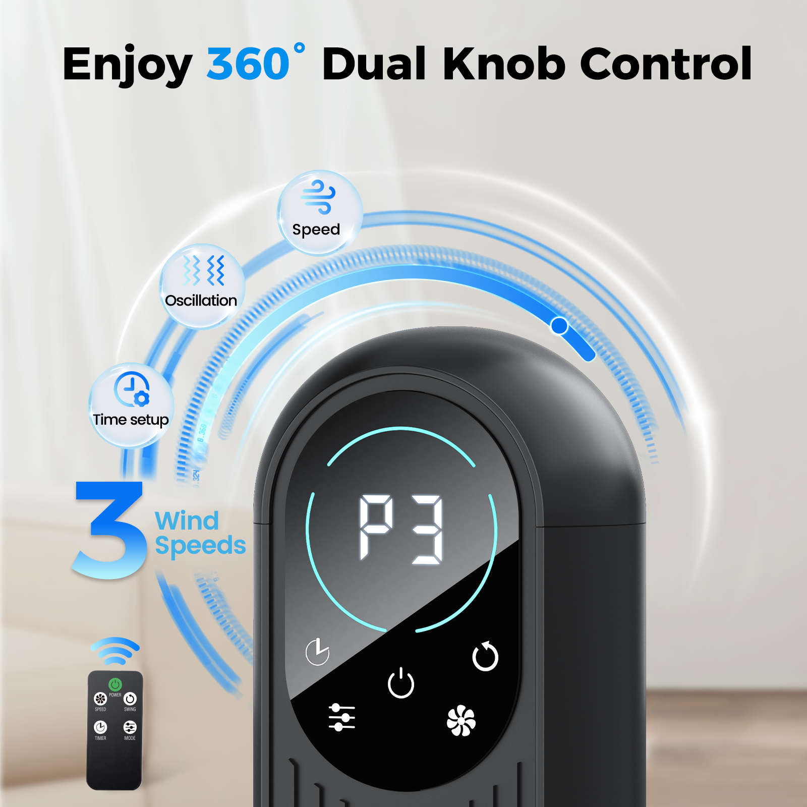 Taskbay Tower Fan with Remote, 31" Bladeless Floor Fans
