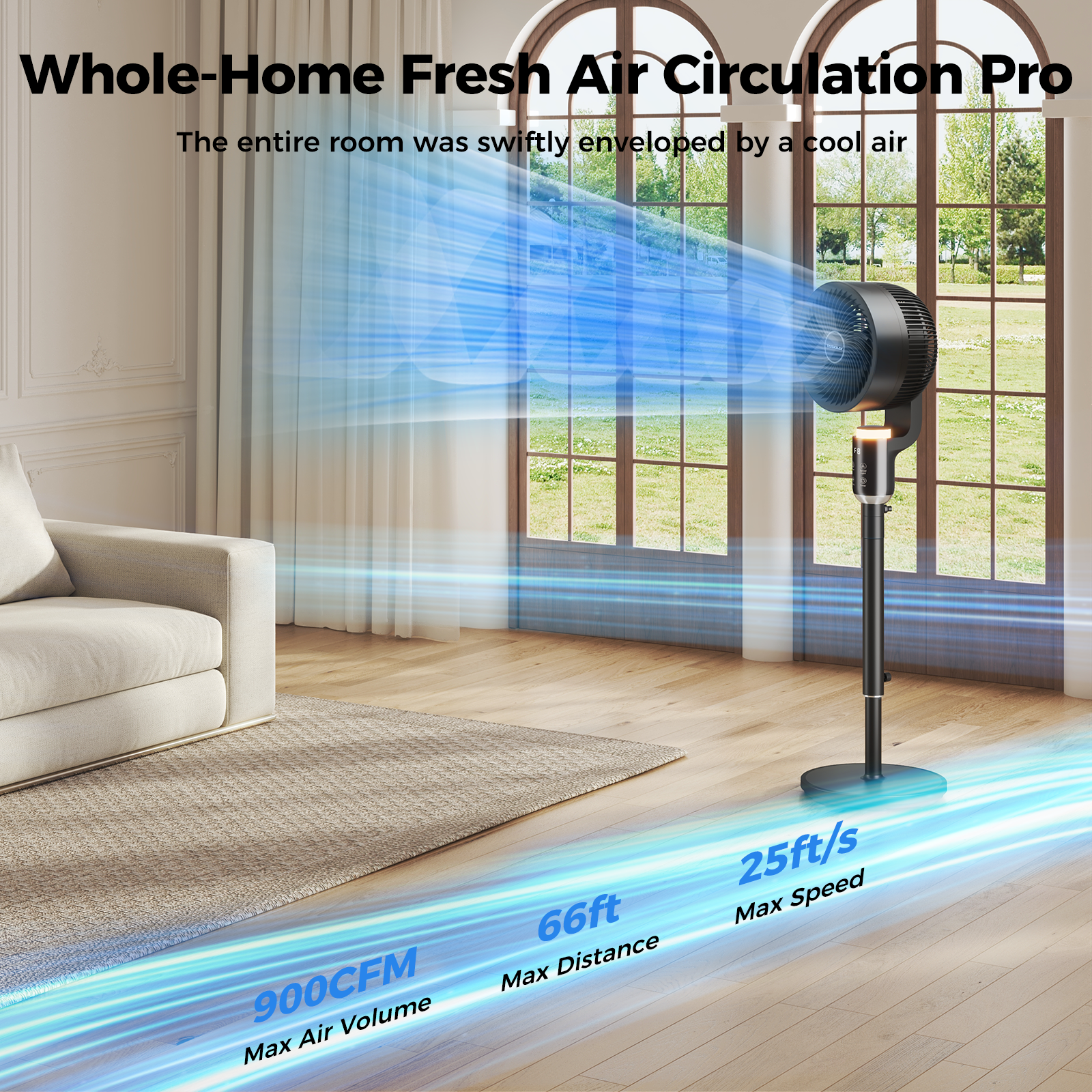 Taskbay Pedestal Fan, Air Circulator Fans with Remote & RGB Light