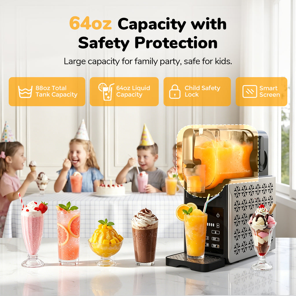 TASKBAY 1.9L Slushie Machine & Soft Serve Ice Cream Maker, 6 Presets, 64oz