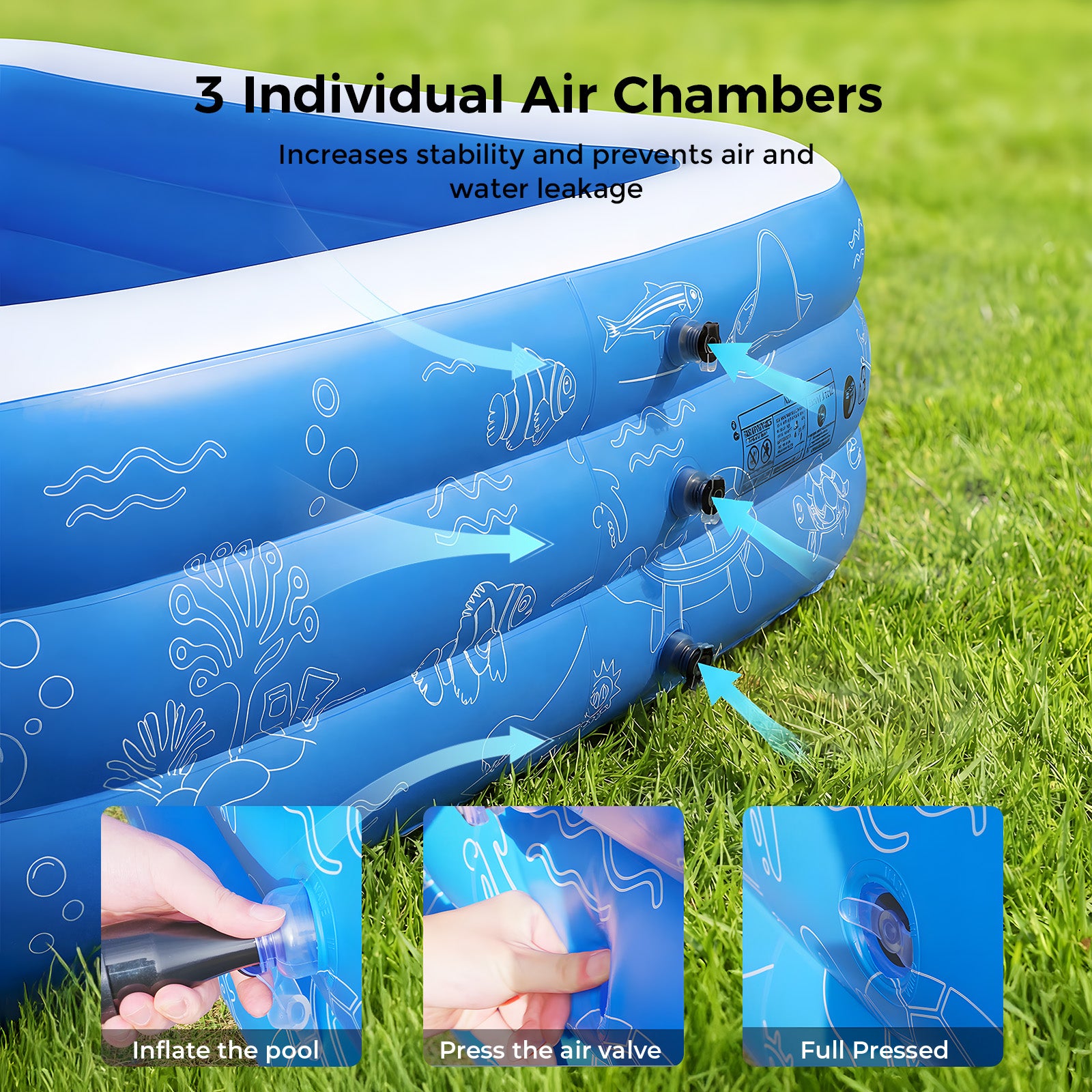 TASKBAY Inflatable Pool for Kids and Adults, Oversized Thickened Family Swimming Pool