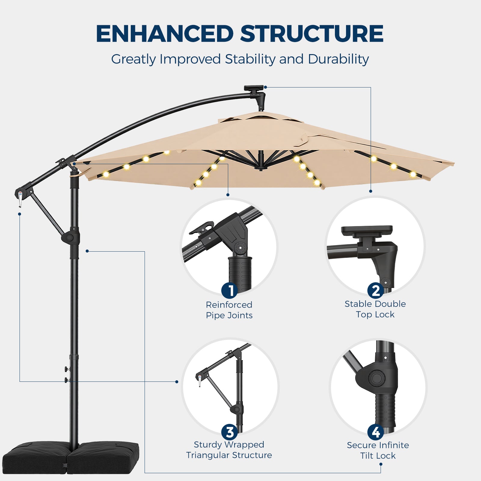 TASKBAY 10ft Cantilever Hanging Outdoor Umbrella (Includes Base)
