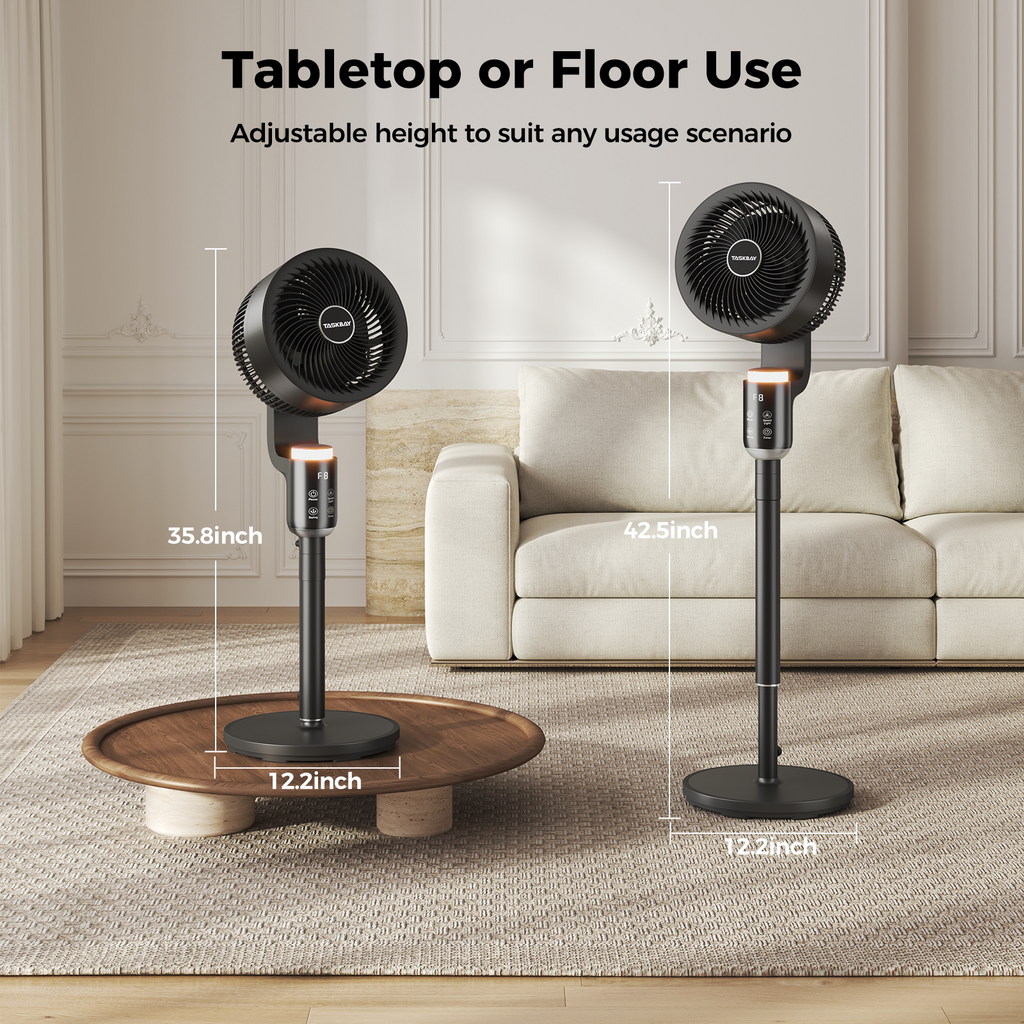 Taskbay Pedestal Fan, Air Circulator Fans with Remote & RGB Light