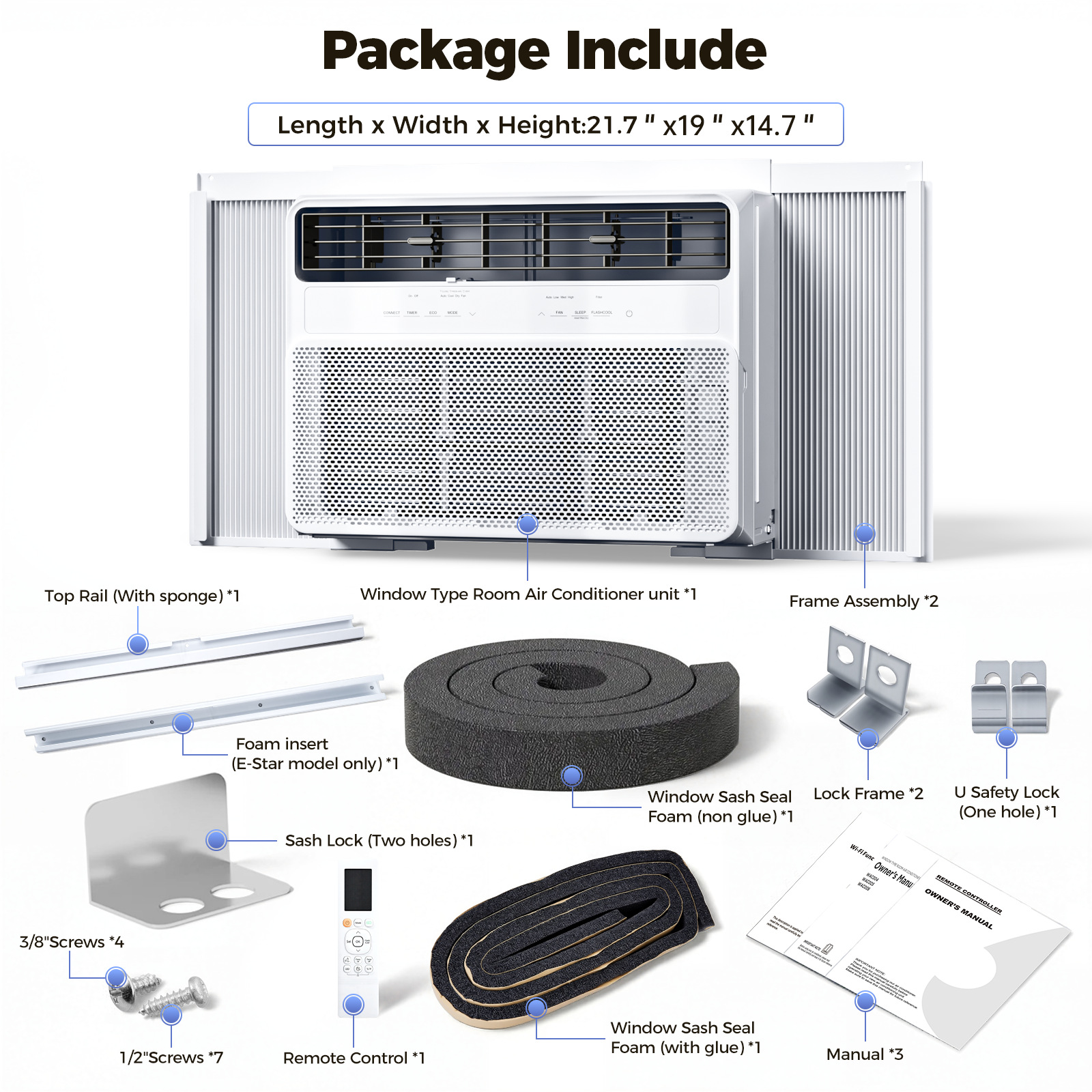 Taskbay 4-in-1 Window  Air Conditioner Cooler, Washable Filter