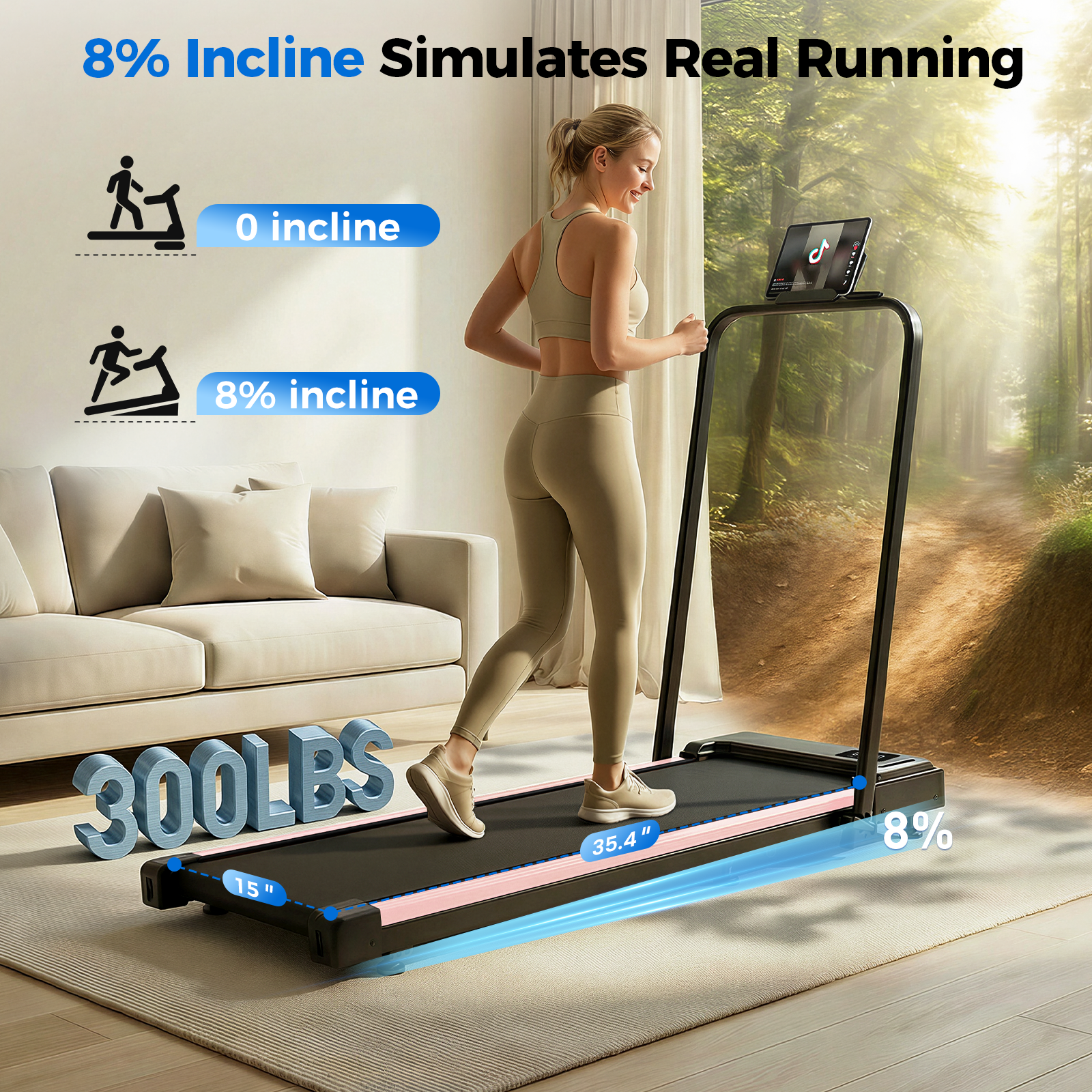Taskbay Portable Electric Treadmills for Home with Handles