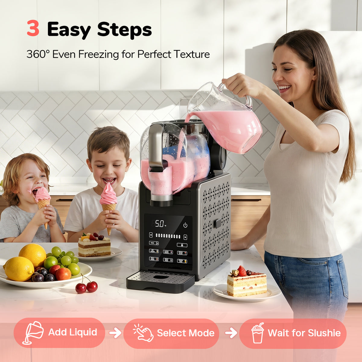 TASKBAY 1.9L Slushie Machine & Soft Serve Ice Cream Maker, 6 Presets, 64oz