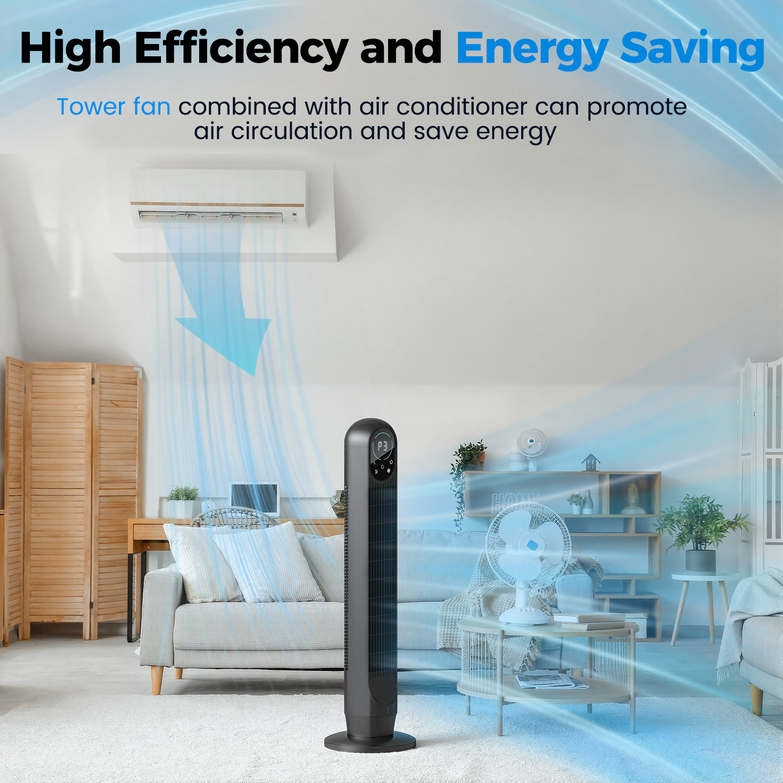 Taskbay Tower Fan with Remote, 31" Bladeless Floor Fans