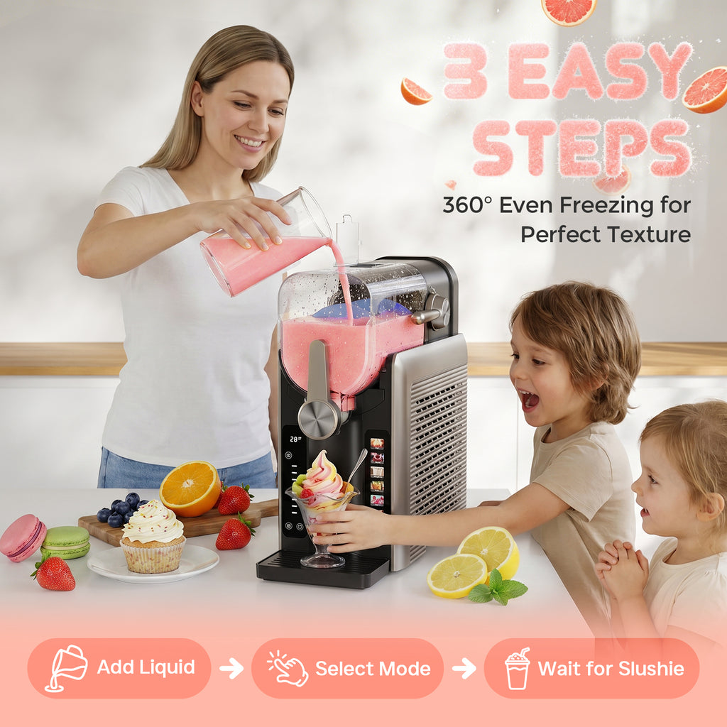 TASKBAY Slushie Maker & Frozen Drink Machine, 6 Presets, 54oz, Self-Cleaning