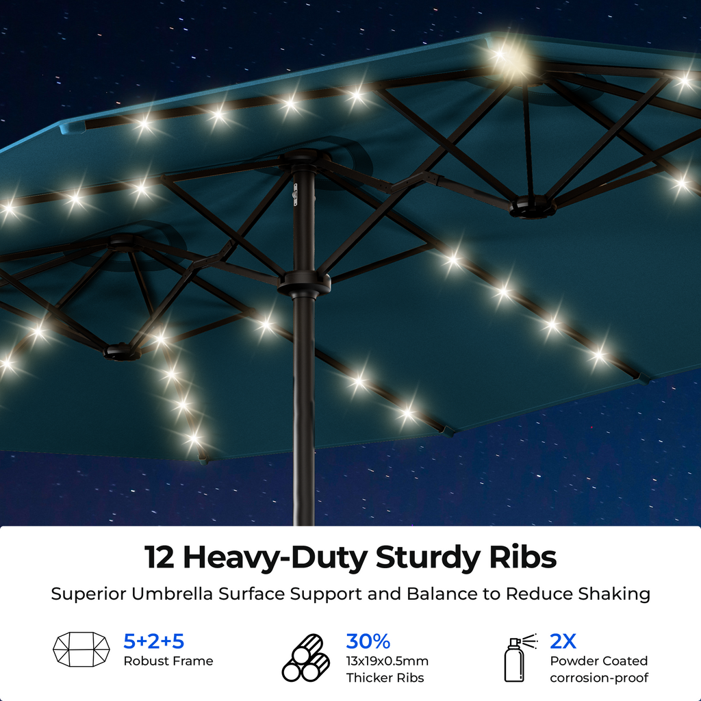 TASKBAY 15ft Smart Electric Patio Umbrella, Outdoor Umbrella with Light and Base